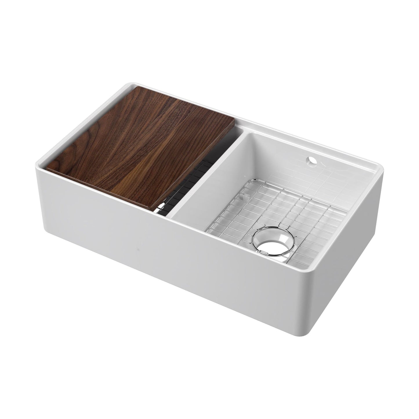 [BKBU181AF32DWBG] Balterley 2 Tap Holes Double Bowl 795 x 460 x 220mm Fireclay White Traditional Butler Sink - Cutout