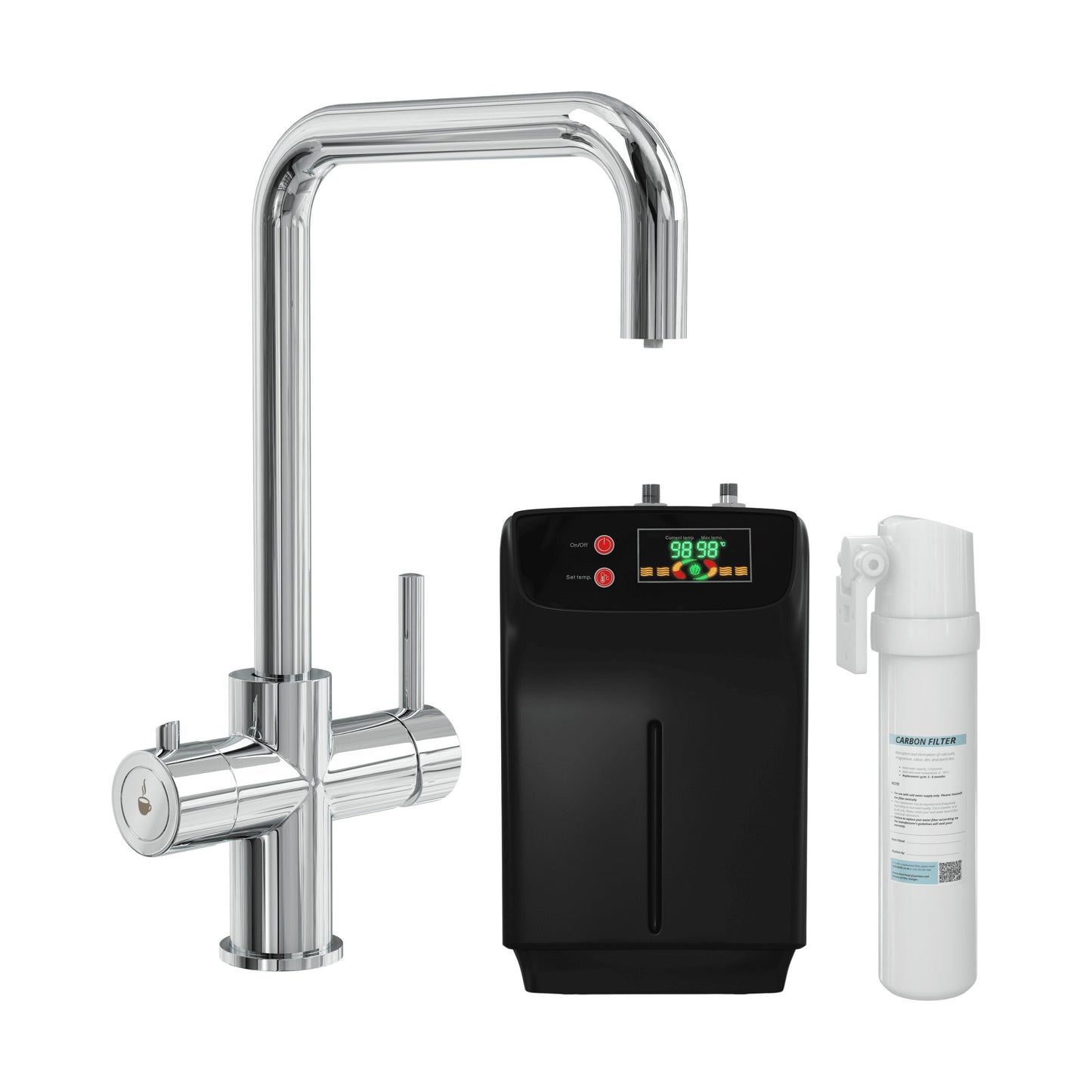 [BKHT305DL] Fulford 3 in 1 Boiling Water Tap Kit, Instant Hot Water Tap with Dual Lever Handles, Tank and Filter - Choice of Colour - Cutout