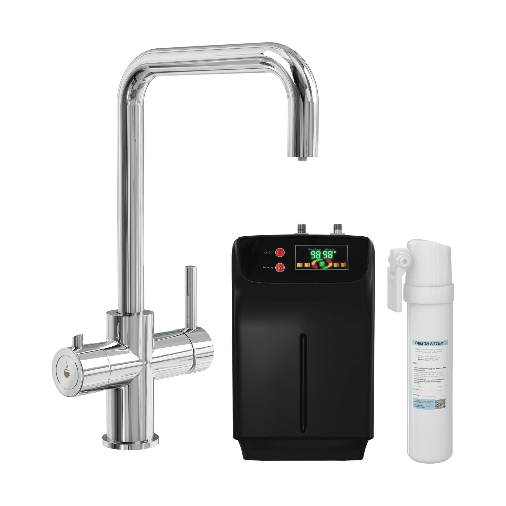 [BKHT305DL] Fulford 3 in 1 Boiling Water Tap Kit, Instant Hot Water Tap with Dual Lever Handles, Tank and Filter - Choice of Colour - Cutout