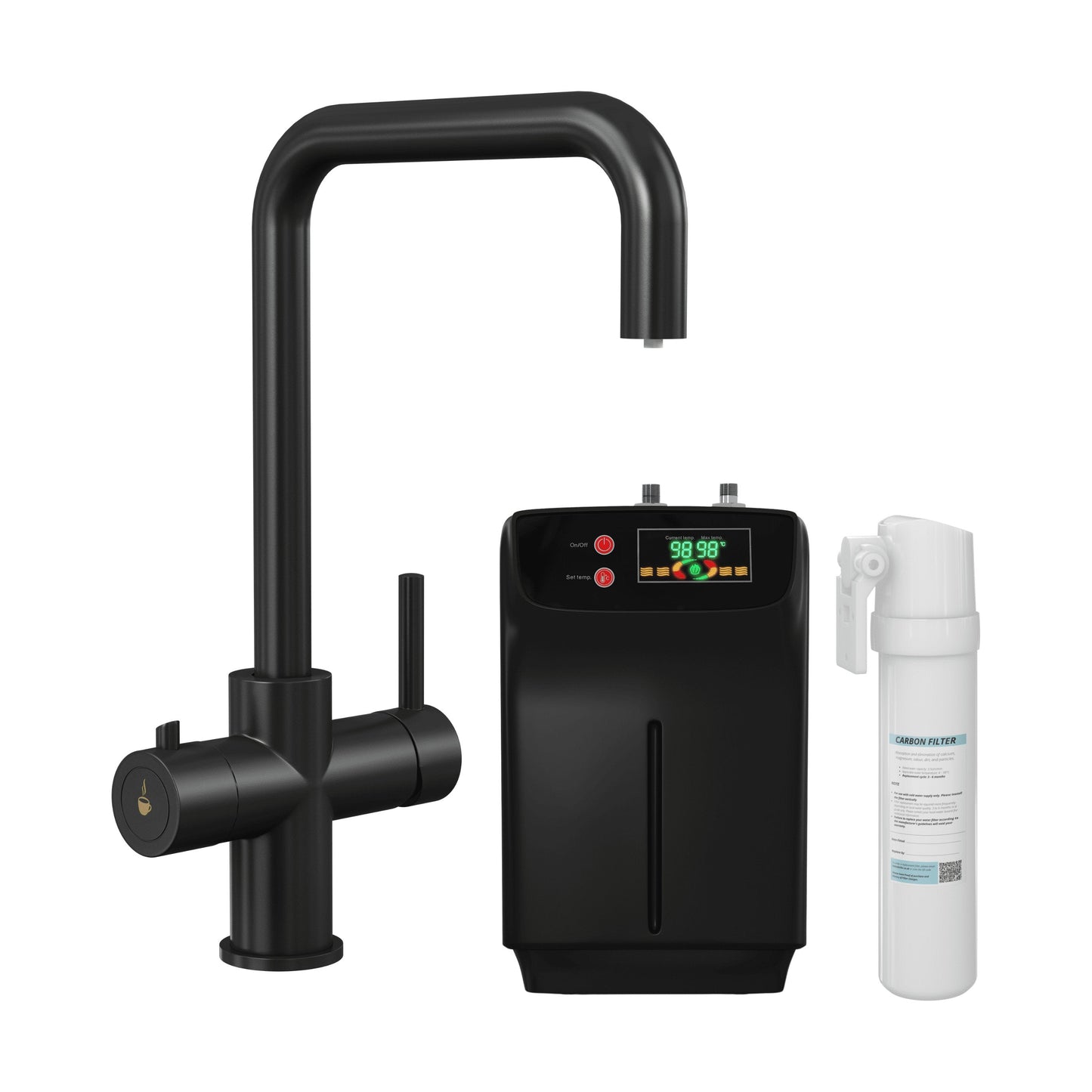 [BKHT405DL] Fulford 3 in 1 Boiling Water Tap Kit, Instant Hot Water Tap with Dual Lever Handles, Tank and Filter - Choice of Colour - Cutout