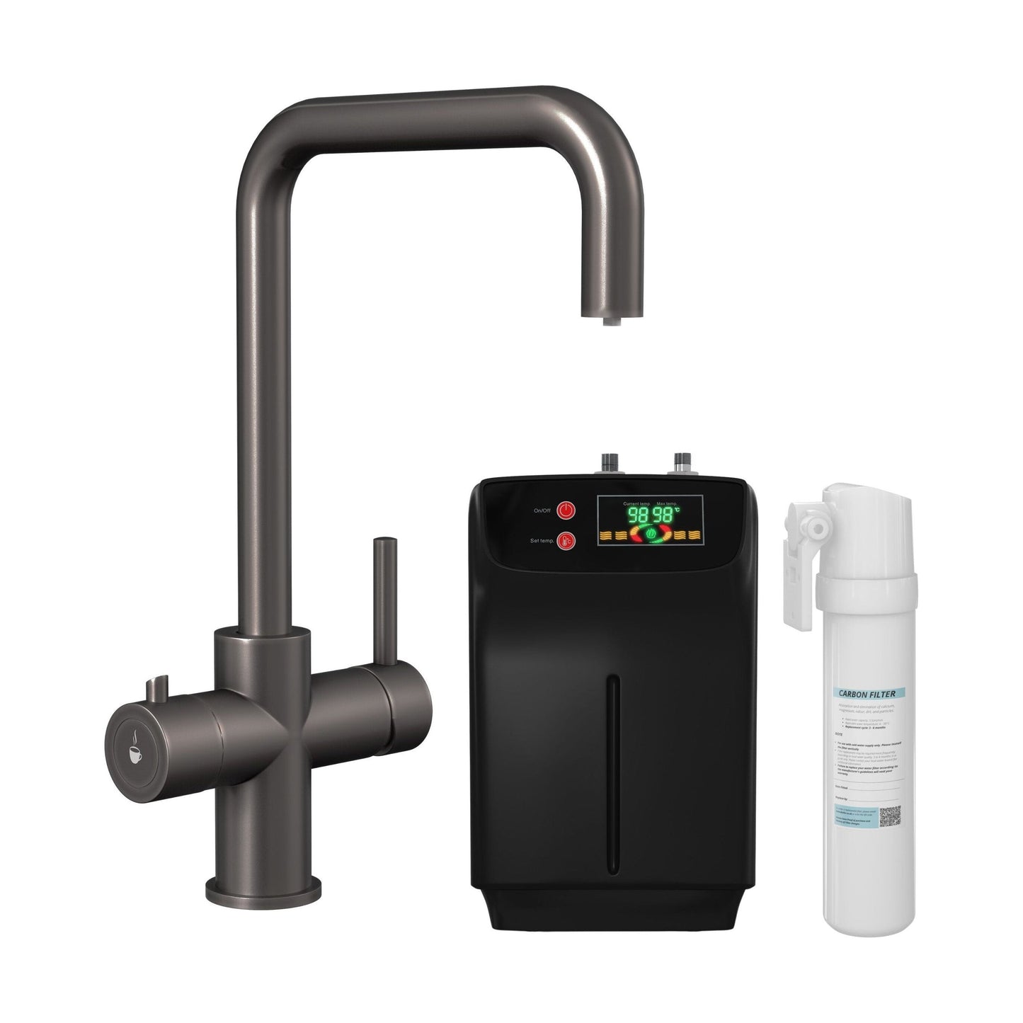 [BKHT705DL] Fulford 3 in 1 Boiling Water Tap Kit, Instant Hot Water Tap with Dual Lever Handles, Tank and Filter - Choice of Colour - Cutout