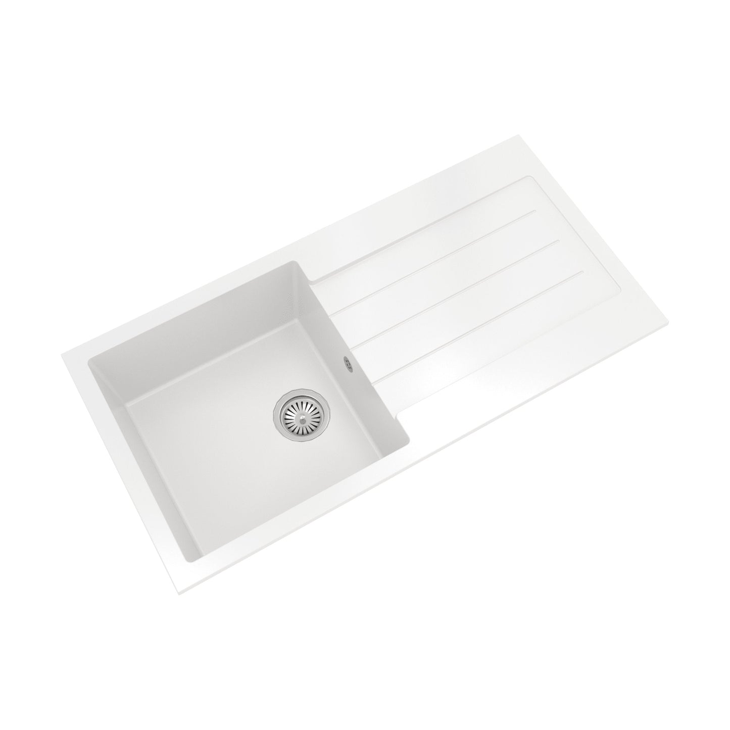 [BKS11050S] 100cm Composite Inset Kitchen Sink with Overflow & Drainer - Available in Multiple Colours - Cutout