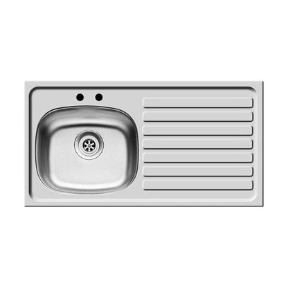 [BKS127301] Right Hand 2 Tap Hole Stainless Steel Kitchen Sink, 940 x 490mm - Cutout