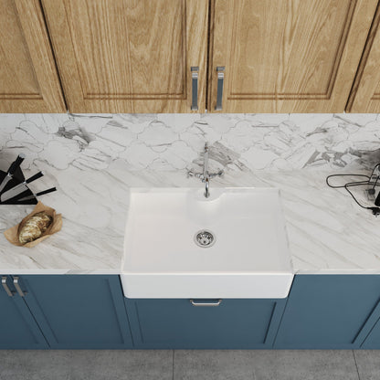 [BKS208WT4] Single Bowl Fireclay Ceramic Butler Kitchen Sink Bundle with a Classic Tap, Tap Ledge & Waste - Lifestyle 2