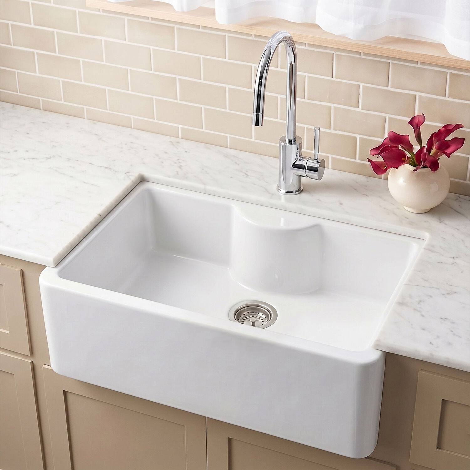 [BKS208] Single Bowl Fireclay Ceramic Butler Kitchen Sink - Variety of Sizes and Features Available - Silo