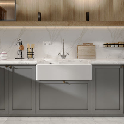 [BKS209] Single Bowl Fireclay Ceramic Butler Kitchen Sink - Variety of Sizes and Features Available - Lifestyle 1