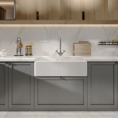 [BKS210] Double Bowl Fireclay Ceramic Butler Kitchen Sink with Full Weir - 795mm - Choice of Colour - Lifestyle 1