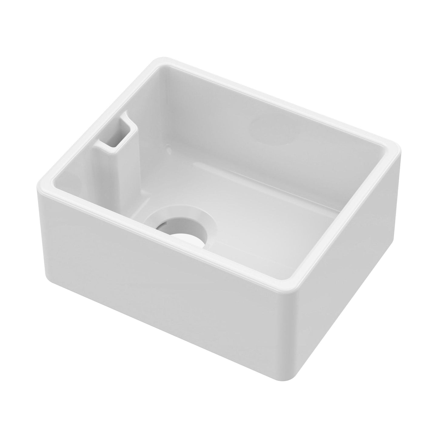 [BKS219] Single Bowl Fireclay Ceramic Belfast Kitchen Sink with Built In Overflow - 595mm - Multiple Colours - Cutout