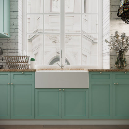[BKS220WT2] Fireclay Belfast Kitchen Sink Bundle with Overflow, Mono Sink Mixer Tap & Waste - Lifestyle 1