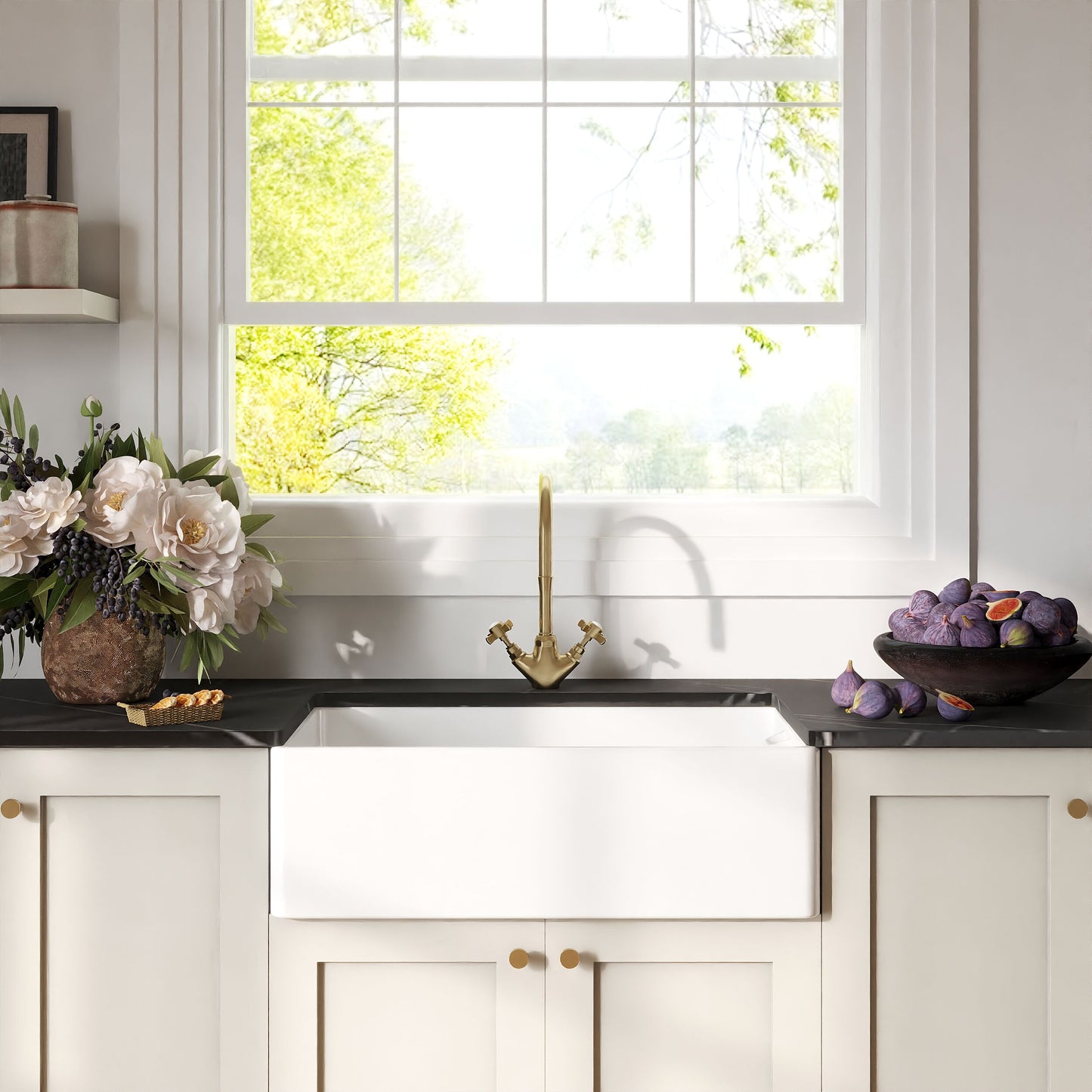 [BKS220] Single Bowl Fireclay Ceramic Belfast Kitchen Sink - Multiple Sizes Available - Lifestyle 1
