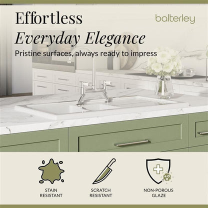 [BKS230WT5] Traditional Fireclay Kitchen Bundle: 1.5 Bowl Sink & Drainer, Waste & Bridge Lever Tap, 1010mm - Chrome - Lifestyle 3