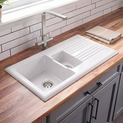 [BKS230] 101cm Inset Counter Top Fireclay Ceramic Kitchen Sink - Multiple Options Available - Lifestyle 1