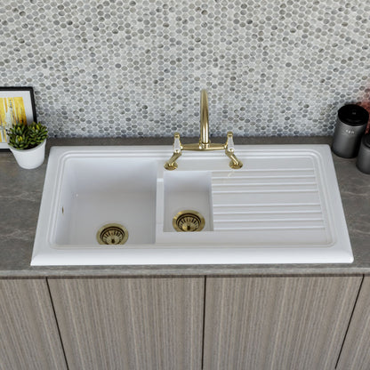 [BKS230] 101cm Inset Counter Top Fireclay Ceramic Kitchen Sink - Multiple Options Available - Lifestyle 2