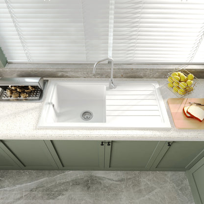 [BKS231W] Traditional Fireclay Single Bowl Inset Kitchen Sink with Waste, 101cm - Choice of Waste Finish - Lifestyle 2