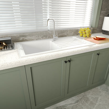 [BKS231W] Traditional Fireclay Single Bowl Inset Kitchen Sink with Waste, 101cm - Choice of Waste Finish - Lifestyle 3
