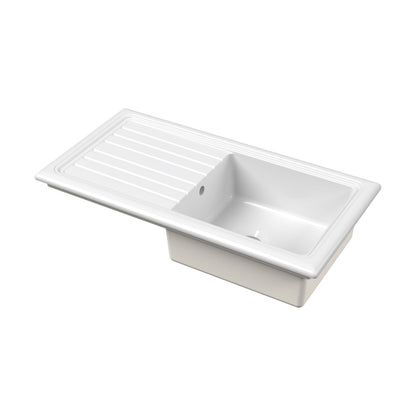 [BKS231] 101cm Inset Counter Top Fireclay Ceramic Kitchen Sink - Multiple Options Available - Cutout