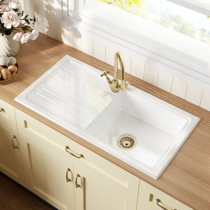 [BKS231] 101cm Inset Counter Top Fireclay Ceramic Kitchen Sink - Multiple Options Available - Lifestyle 2