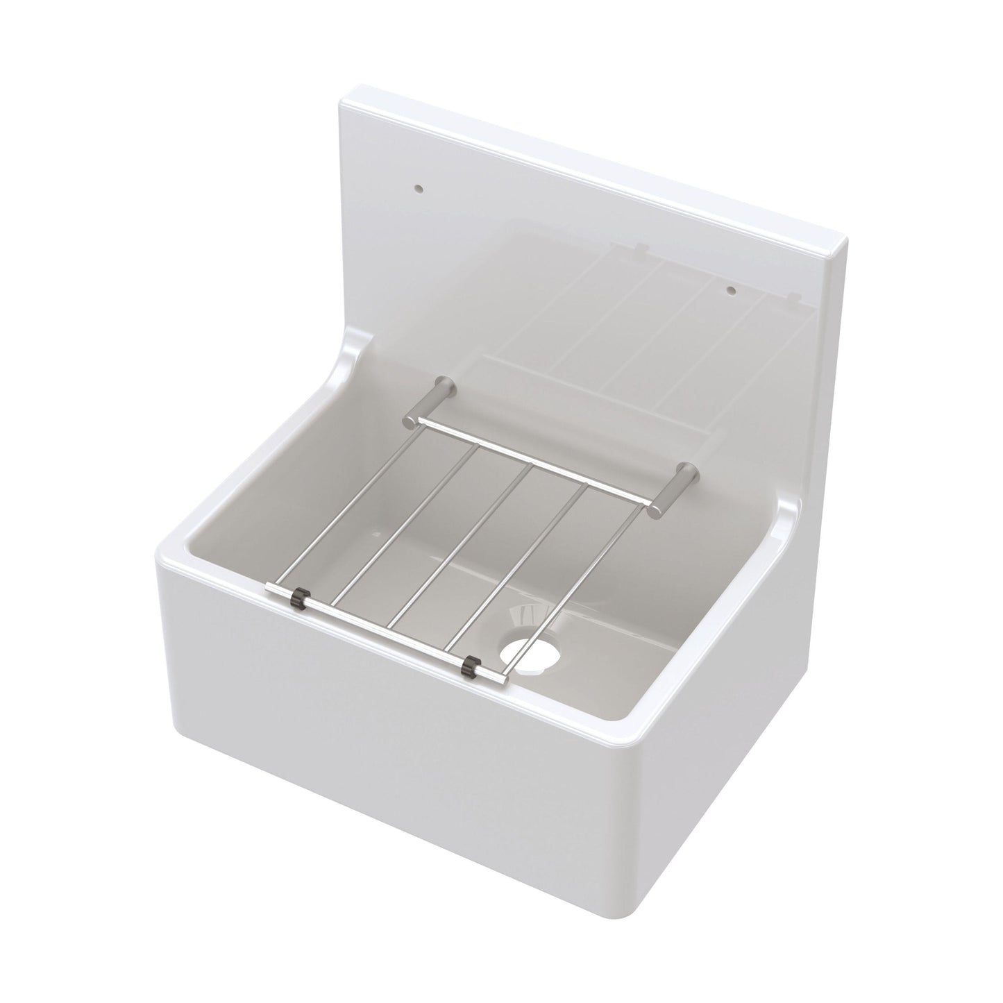 [BKS232] Single Bowl  Fireclay Ceramic Cleaner Sink w.Grid - Multiple Sizes and Accessories - Cutout