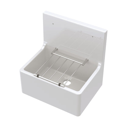 [BKS232] Single Bowl  Fireclay Ceramic Cleaner Sink w.Grid - Multiple Sizes and Accessories - Cutout