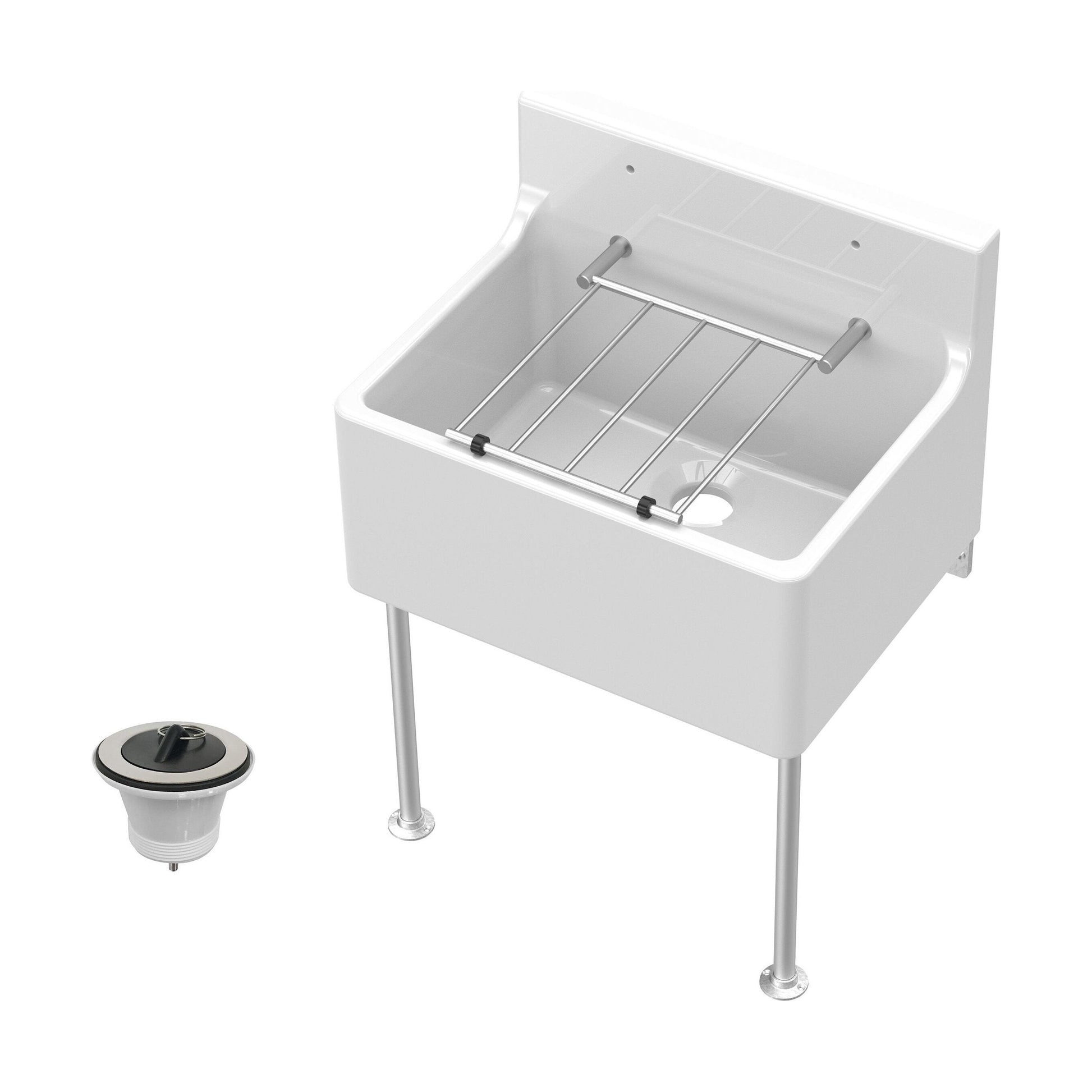 [BKS233WL] Single Bowl  Fireclay Ceramic Cleaner Sink w.Grid - Multiple Sizes and Accessories - Cutout