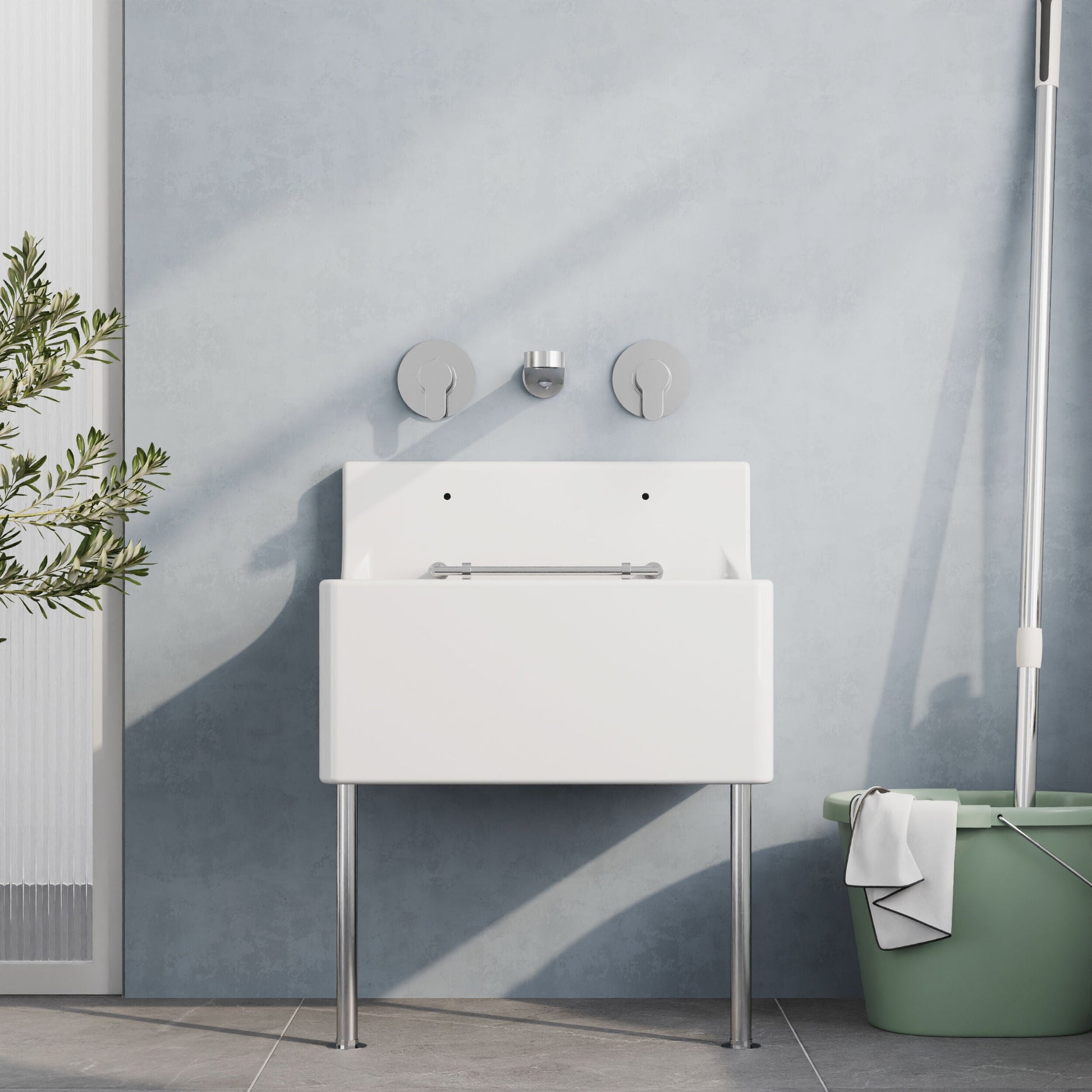 [BKS233WL] Single Bowl  Fireclay Ceramic Cleaner Sink w.Grid - Multiple Sizes and Accessories - Lifestyle 1