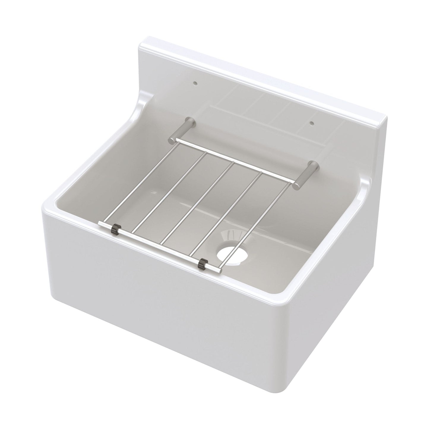 [BKS233] Single Bowl  Fireclay Ceramic Cleaner Sink w.Grid - Multiple Sizes and Accessories - Cutout