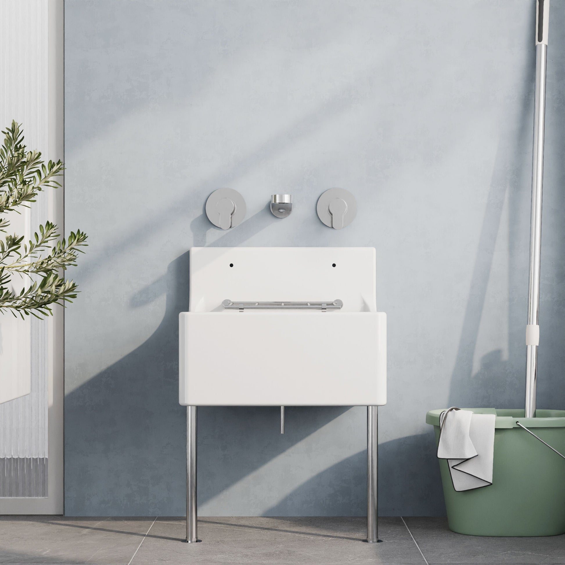 [BKS234WL] Single Bowl  Fireclay Ceramic Cleaner Sink w.Grid - Multiple Sizes and Accessories - Lifestyle 1