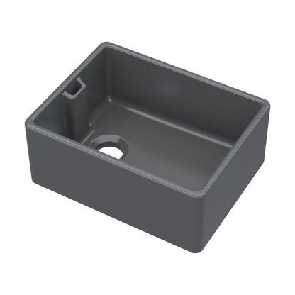 [BKS242] Single Bowl Fireclay Ceramic Belfast Kitchen Sink with Built In Overflow - 595mm - Multiple Colours - Cutout
