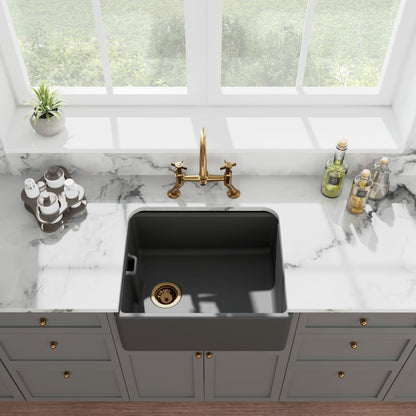 [BKS242] Single Bowl Fireclay Ceramic Belfast Kitchen Sink with Built In Overflow - 595mm - Multiple Colours - Lifestyle 2