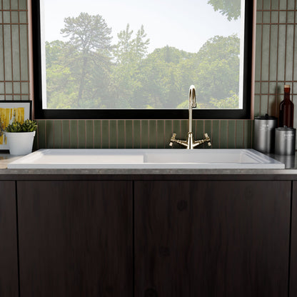 [BKS245] 101cm Inset Counter Top Fireclay Ceramic Kitchen Sink - Multiple Options Available - Lifestyle 1
