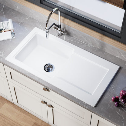 [BKS245] 101cm Inset Counter Top Fireclay Ceramic Kitchen Sink - Multiple Options Available - Lifestyle 2