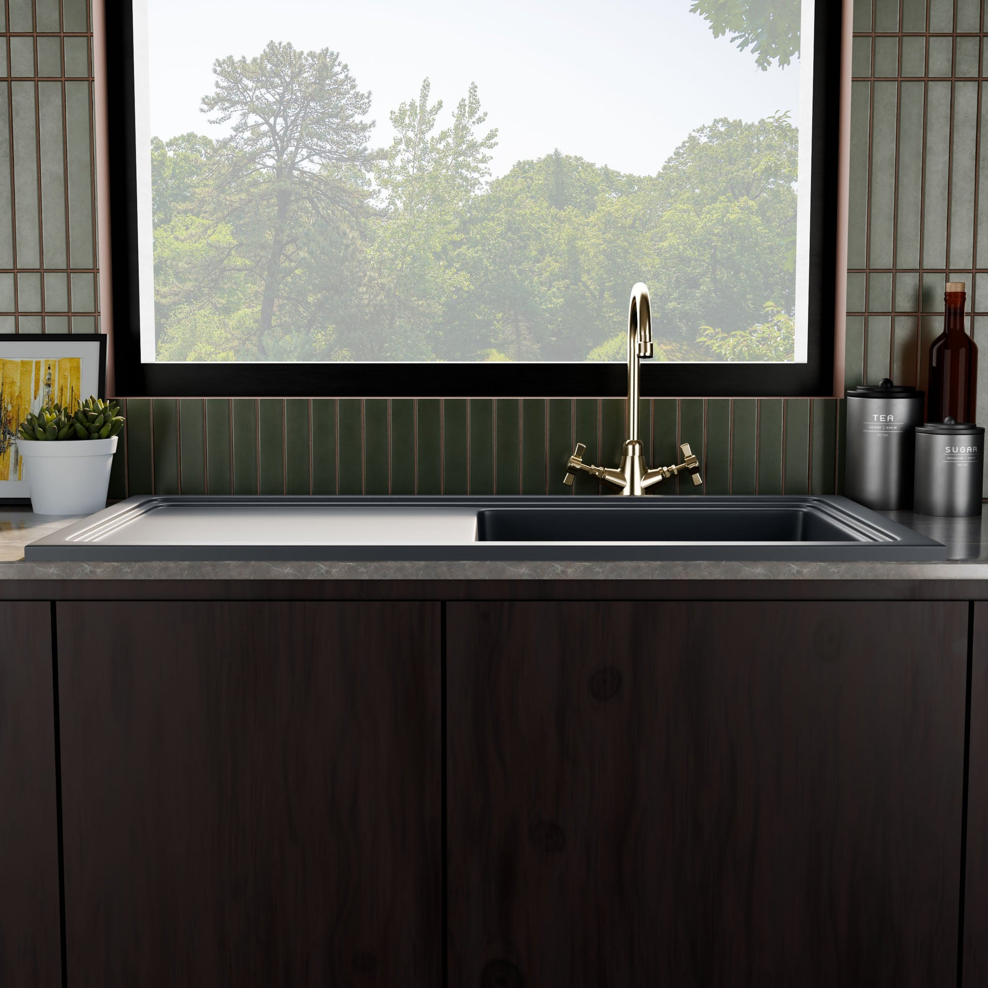 [BKS247] 101cm Inset Counter Top Fireclay Ceramic Kitchen Sink - Multiple Options Available - Lifestyle 1