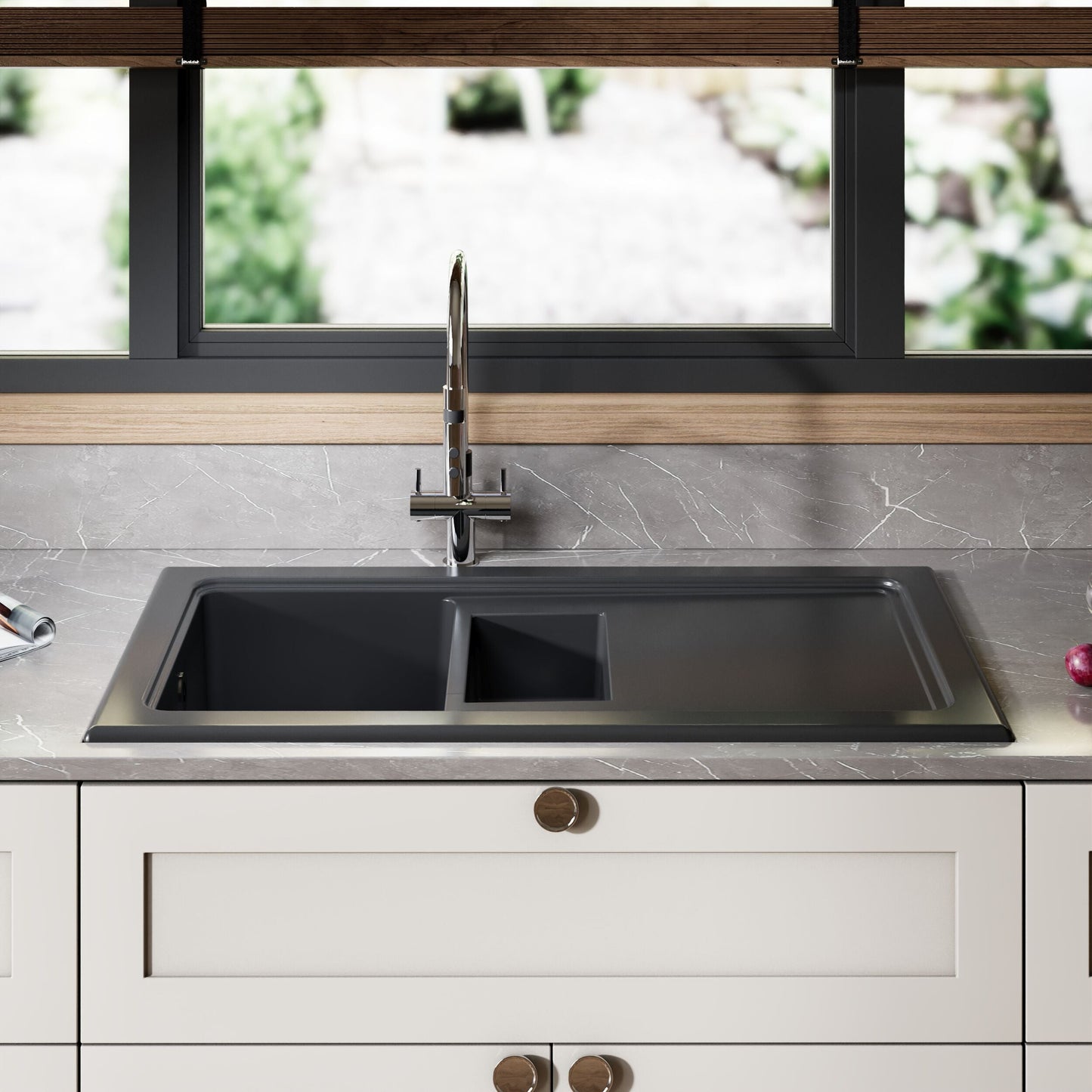 [BKS248] 101cm Inset Counter Top Fireclay Ceramic Kitchen Sink - Multiple Options Available - Lifestyle 1