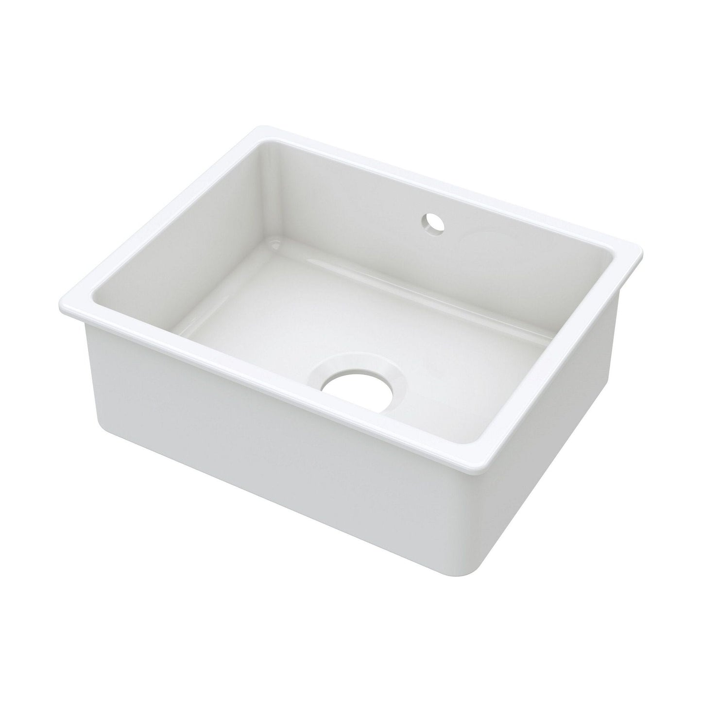 [BKS252] Single Bowl Fireclay Ceramic Square Undermount Kitchen Sink with Overflow - 548mm - Choice of Finish - Cutout