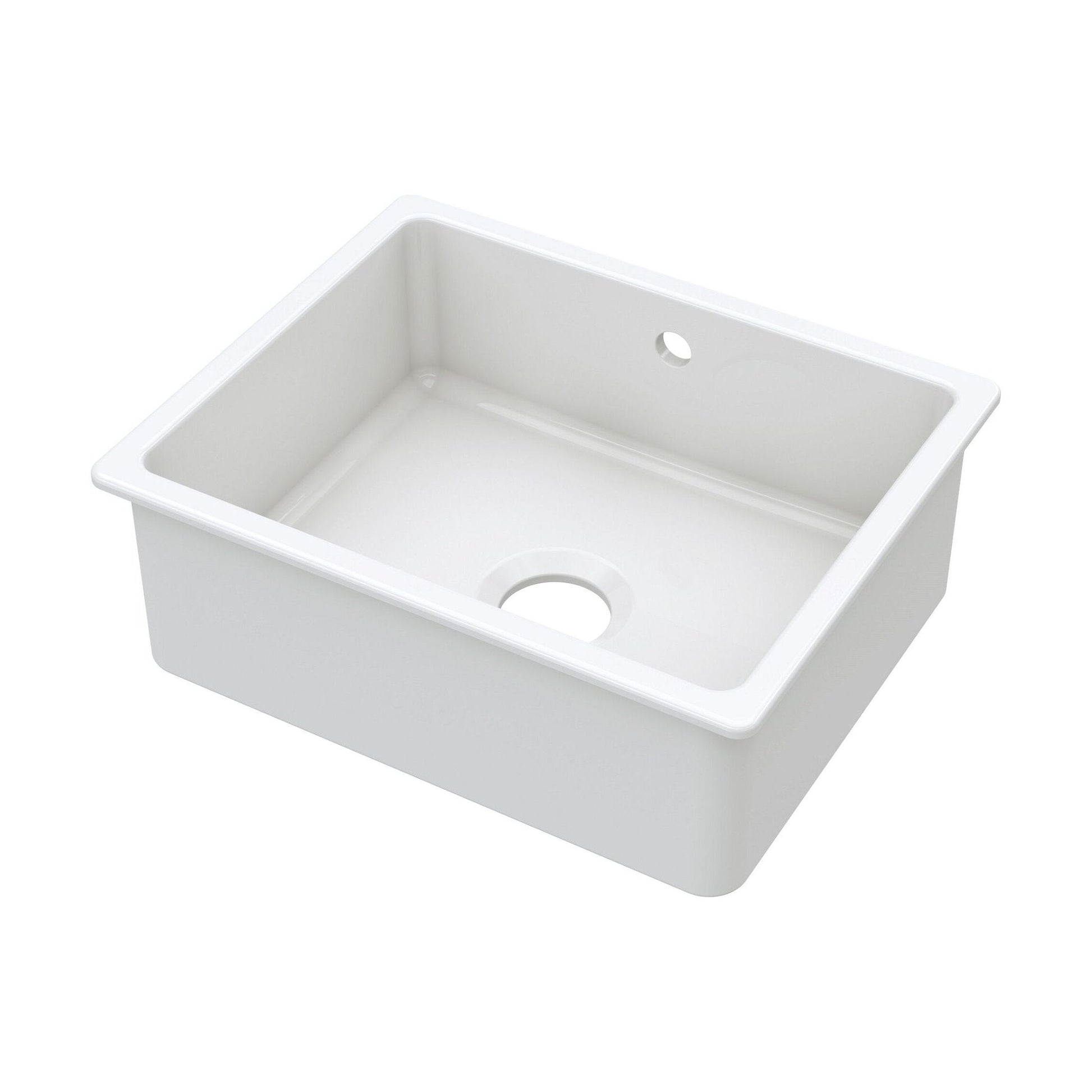 [BKS252] Single Bowl Fireclay Ceramic Square Undermount Kitchen Sink with Overflow - 548mm - Choice of Finish - Cutout