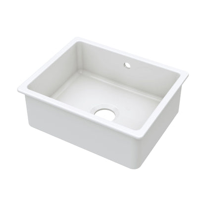 [BKS252] Single Bowl Fireclay Ceramic Square Undermount Kitchen Sink with Overflow - 548mm - Choice of Finish - Cutout