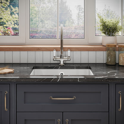 [BKS252] Single Bowl Fireclay Ceramic Square Undermount Kitchen Sink with Overflow - 548mm - Choice of Finish - Lifestyle 1