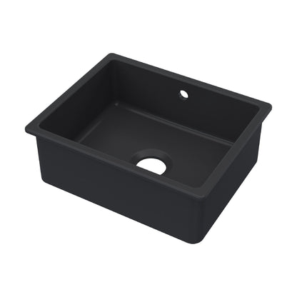 [BKS253] Single Bowl Fireclay Ceramic Square Undermount Kitchen Sink with Overflow - 548mm - Choice of Finish - Cutout