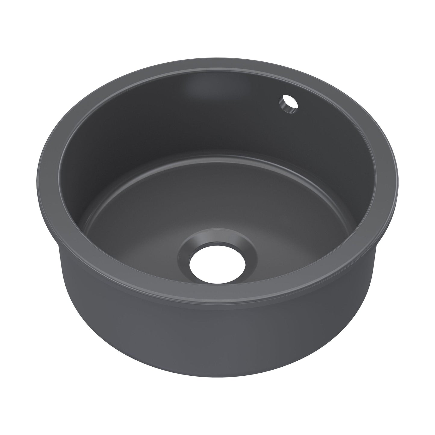 [BKS257] Fireclay Single Bowl Round Undermount Kitchen Sink, Central Waste Position & Overflow - 460mm - Multiple Colours Available - Cutout