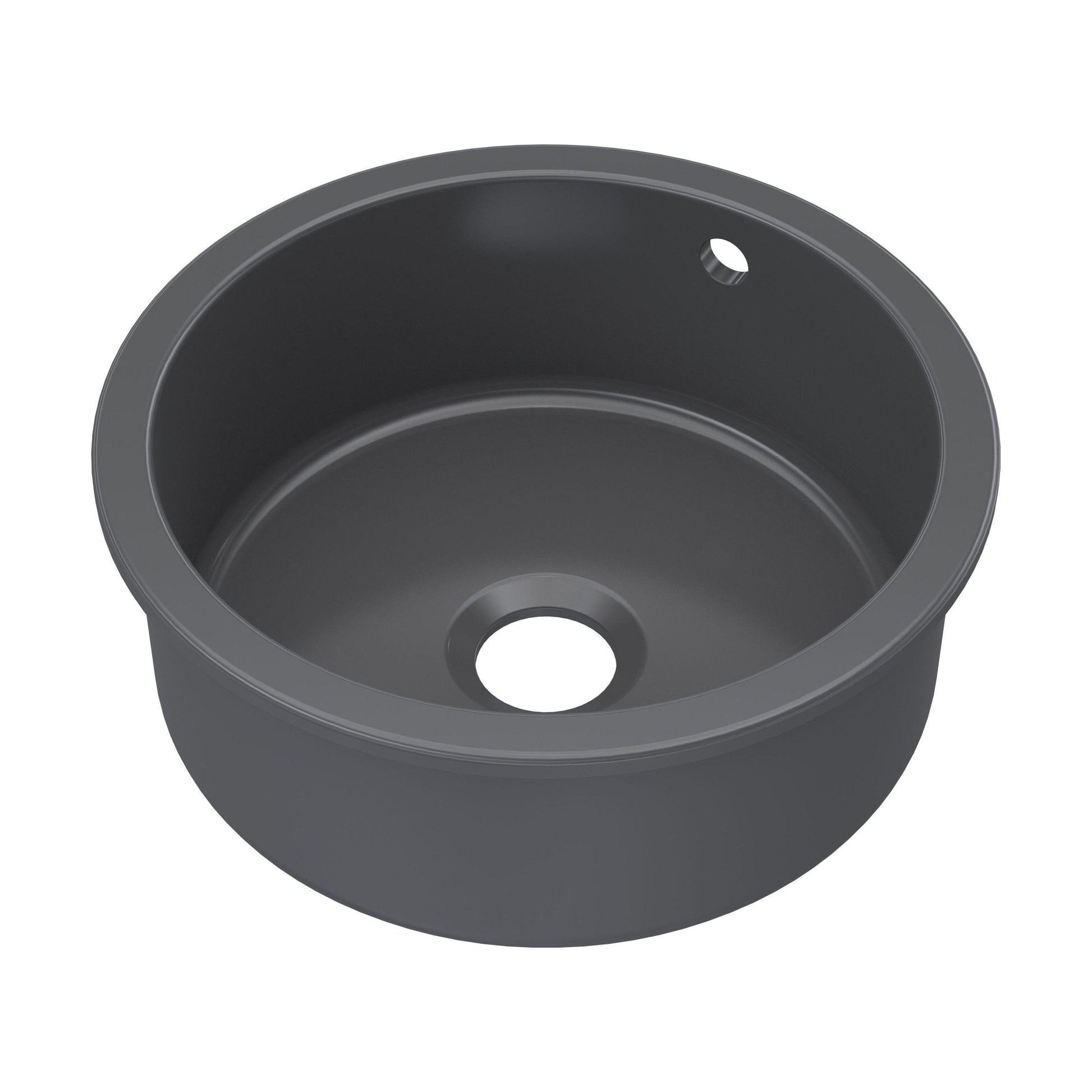 [BKS257] Fireclay Single Bowl Round Undermount Kitchen Sink, Central Waste Position & Overflow - 460mm - Multiple Colours Available - Cutout