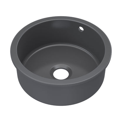 [BKS257] Fireclay Single Bowl Round Undermount Kitchen Sink, Central Waste Position & Overflow - 460mm - Multiple Colours Available - Cutout