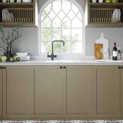 [BKS259] 1.5 Bowl Fireclay Ceramic Undermount Kitchen Sink with Overflow - 549mm - Available as Left or Right Hand - Lifestyle 1