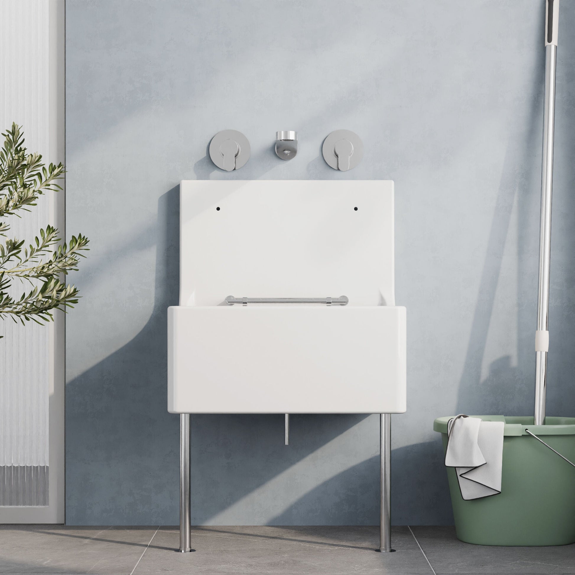 [BKS260] Single Bowl  Fireclay Ceramic Cleaner Sink w.Grid - Multiple Sizes and Accessories - Lifestyle 1