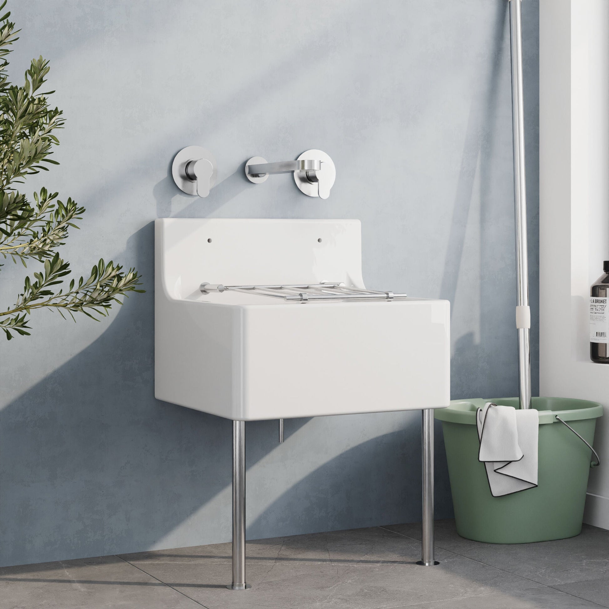 [BKS261] Single Bowl  Fireclay Ceramic Cleaner Sink w.Grid - Multiple Sizes and Accessories - Lifestyle 3
