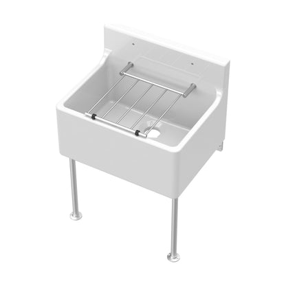 [BKS262] Single Bowl  Fireclay Ceramic Cleaner Sink w.Grid - Multiple Sizes and Accessories - Cutout