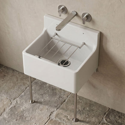 [BKS262] Single Bowl  Fireclay Ceramic Cleaner Sink w.Grid - Multiple Sizes and Accessories - Silo