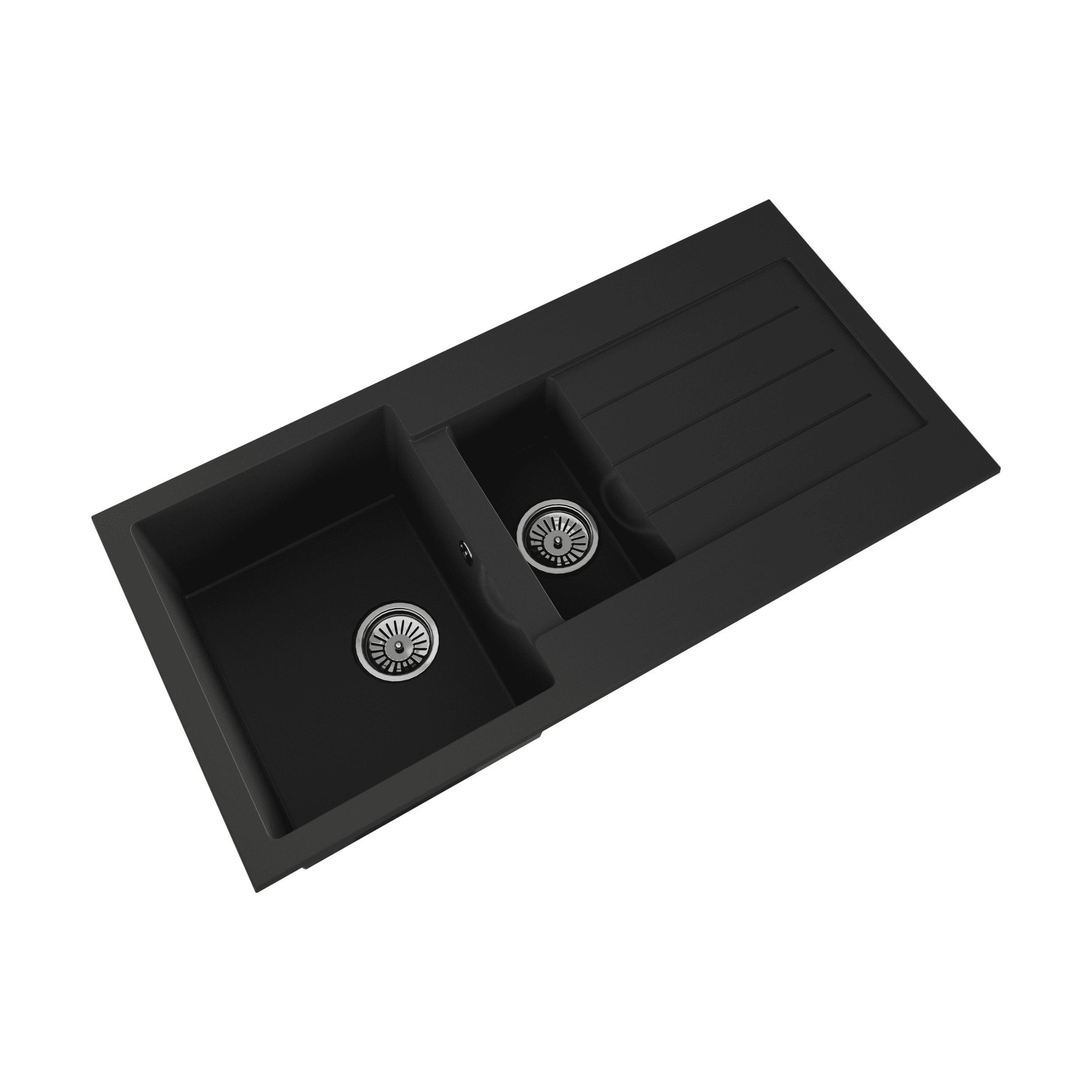 [BKS41050SH] 100cm Composite Inset Kitchen Sink with Overflow & Drainer - Available in Multiple Colours - Cutout