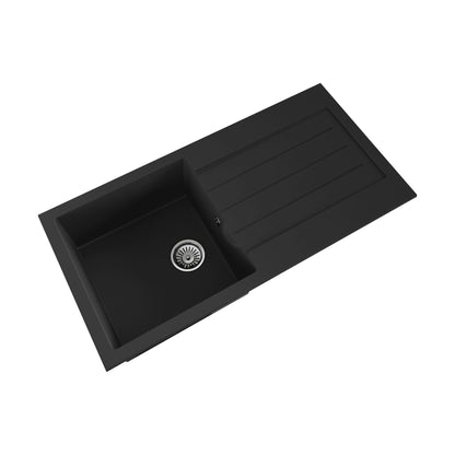 [BKS41050S] 100cm Composite Inset Kitchen Sink with Overflow & Drainer - Available in Multiple Colours - Cutout