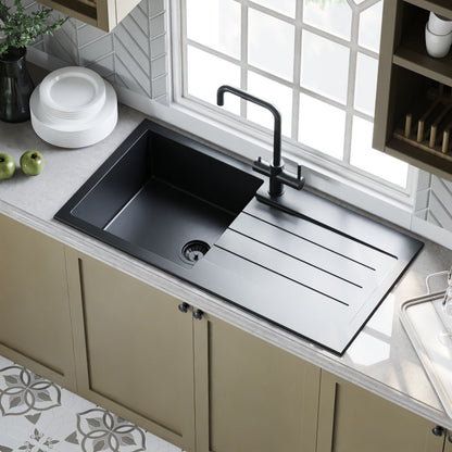 [BKS41050S] 100cm Composite Inset Kitchen Sink with Overflow & Drainer - Available in Multiple Colours - Lifestyle 2