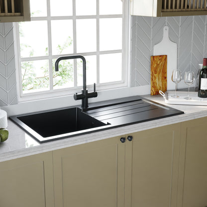 [BKS41050S] 100cm Composite Inset Kitchen Sink with Overflow & Drainer - Available in Multiple Colours - Lifestyle 3